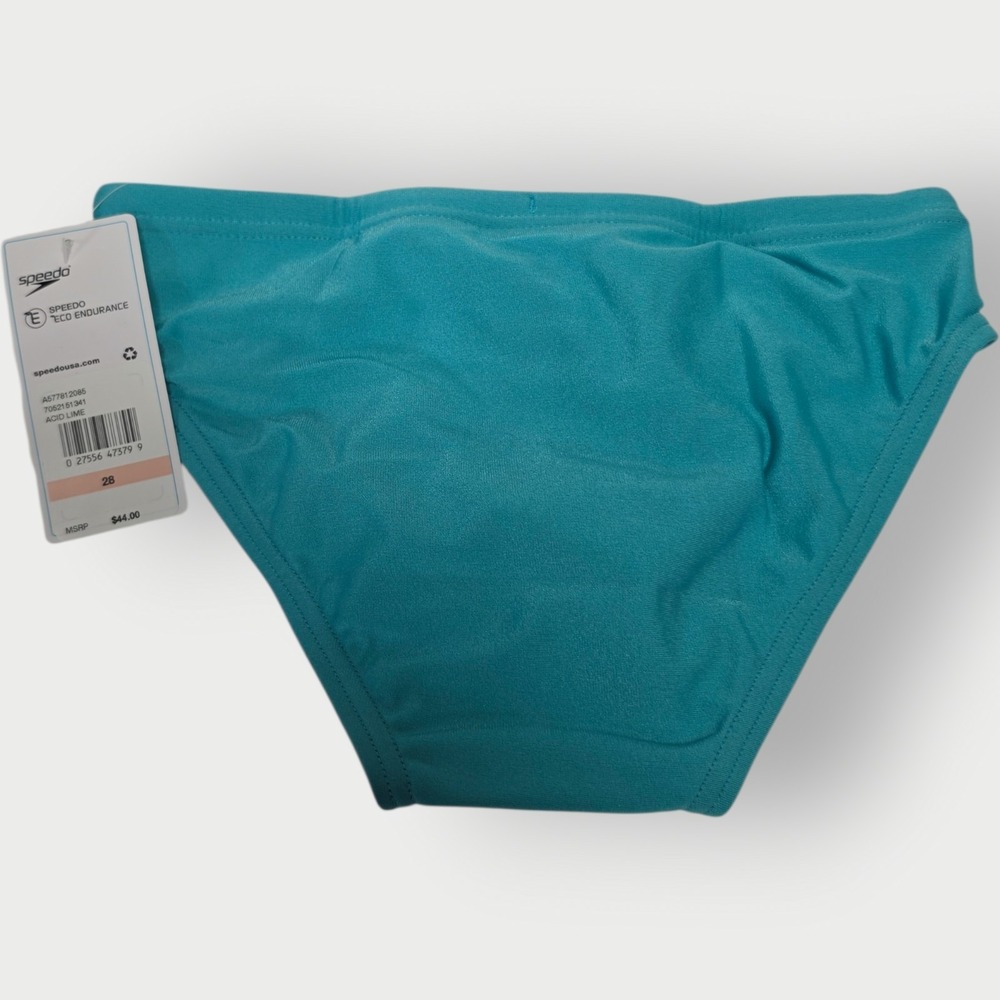NEW Men's / Youth SPEEDO Swim Briefs Euro Brazilian Size 28 Speedo Acid Lime Eco - Picture 2 of 2